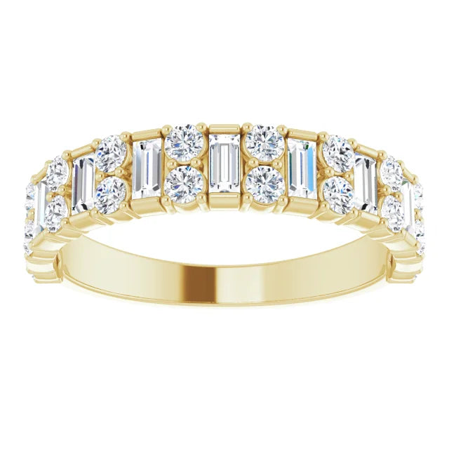 Alternating Baguette & Round Diamond Ring