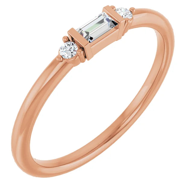 Baguette & Round Diamond Trio Ring