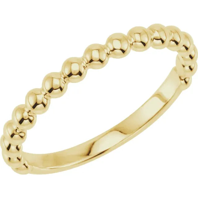 Skinny Beaded Ring - Yellow Gold - angled view