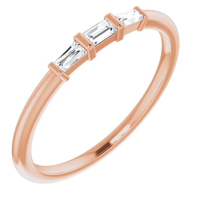 Diamond Baguette Ring - Rose Gold - angled view