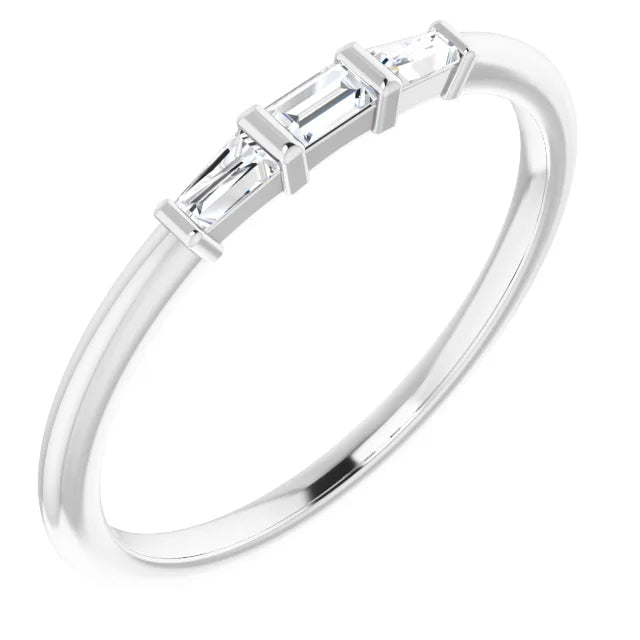 Diamond Baguette Ring - White Gold - angled view