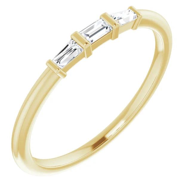Diamond Baguette Ring - Yellow Gold - angled view