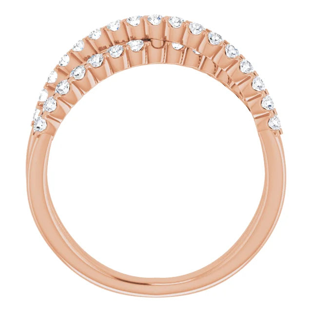 Diamond Criss Cross Ring - Rose Gold - front view