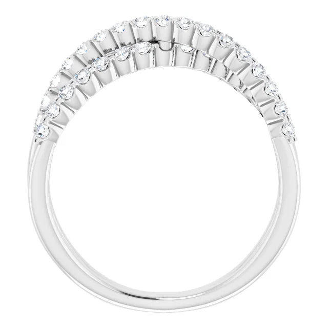 Diamond Criss Cross Ring - White Gold - front view