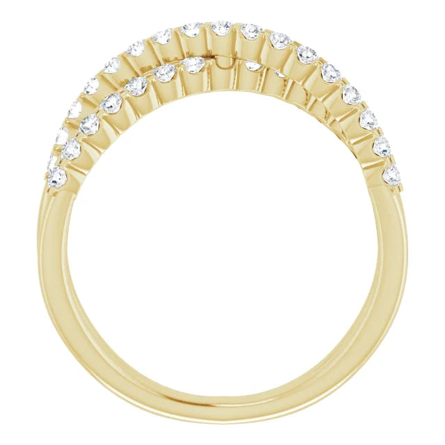 Diamond Criss Cross Ring - Yellow Gold - front view