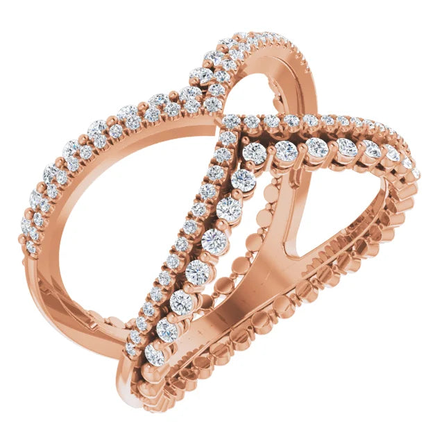 Double Diamond Curve Ring