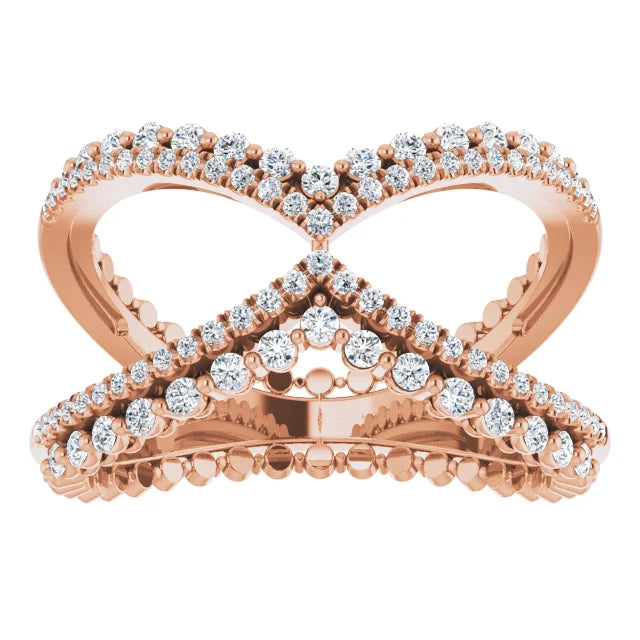 Double Diamond Curve Ring