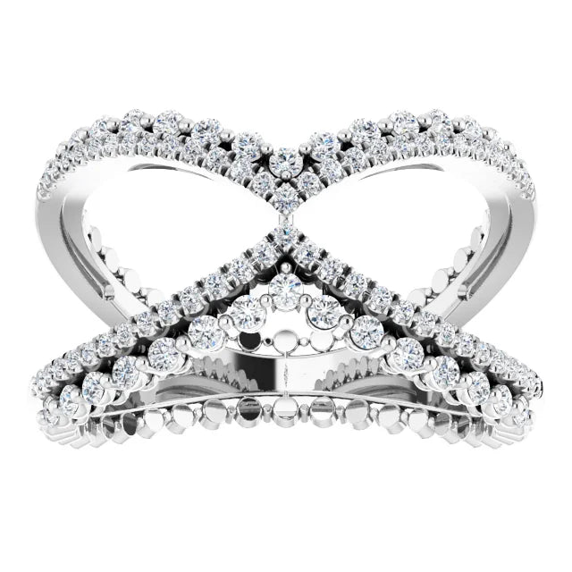 Double Diamond Curve Ring