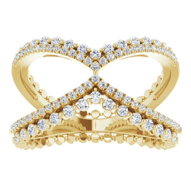 Double Diamond Curve Ring