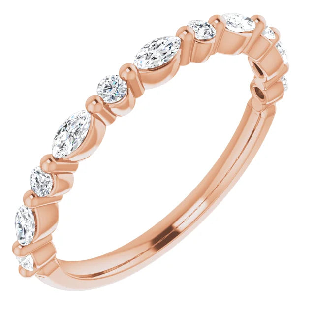 Alternating Marquise & Round Diamond Ring