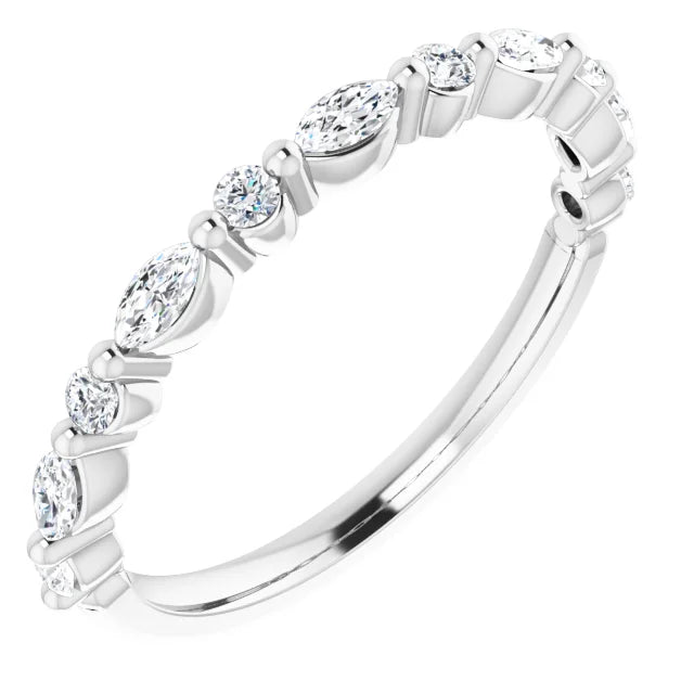 Alternating Marquise & Round Diamond Ring