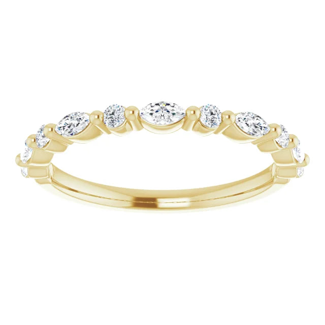 Alternating Marquise & Round Diamond Ring