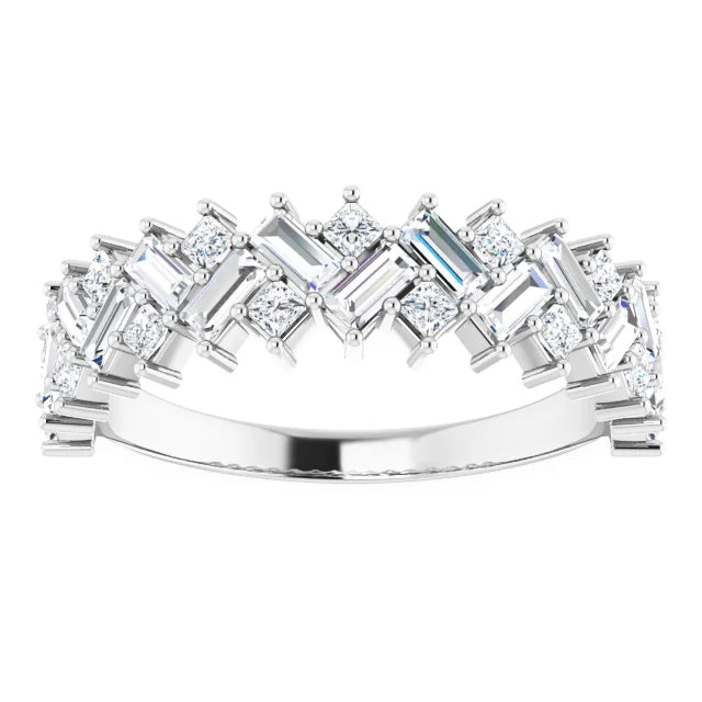 Baguette & Princess Diamond Herringbone Ring