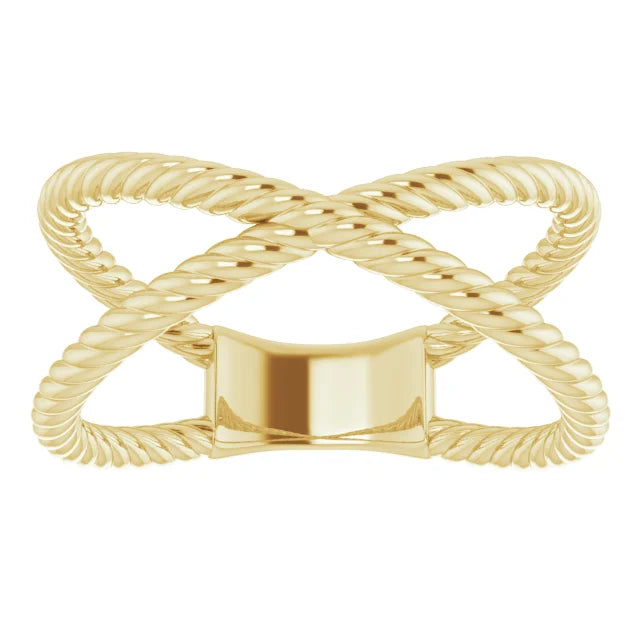 Rope Criss Cross Ring - Yellow Gold - top view