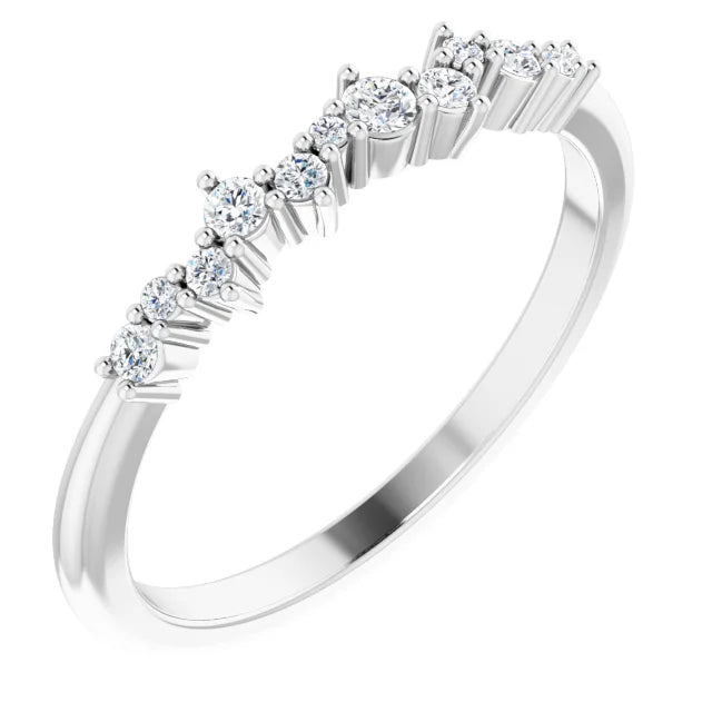 Scattered Diamond Ring - White Gold - angled view