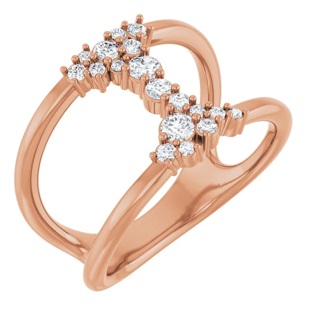 Scattered Diamond Statement Ring