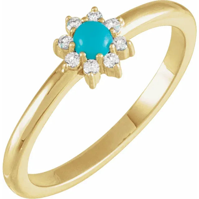 Doris Turquoise & Diamond Flower Ring