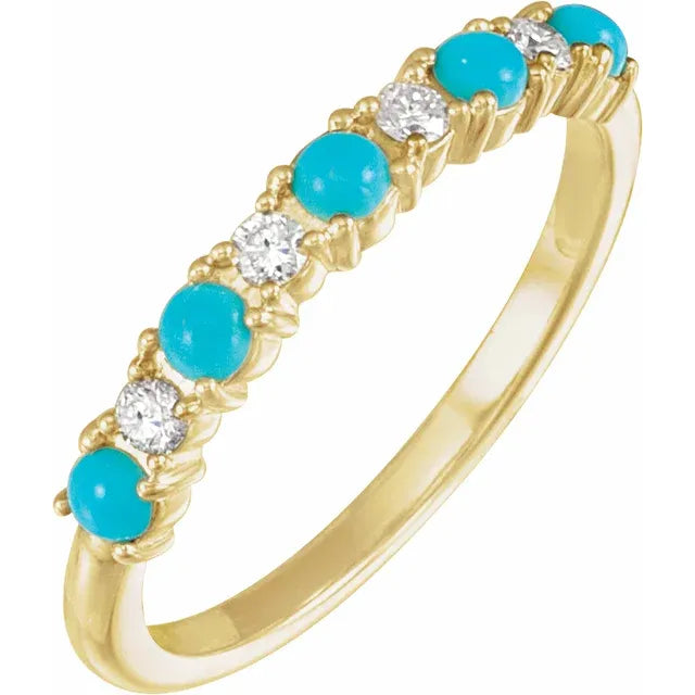 Su Alternating Diamond & Turquoise Ring