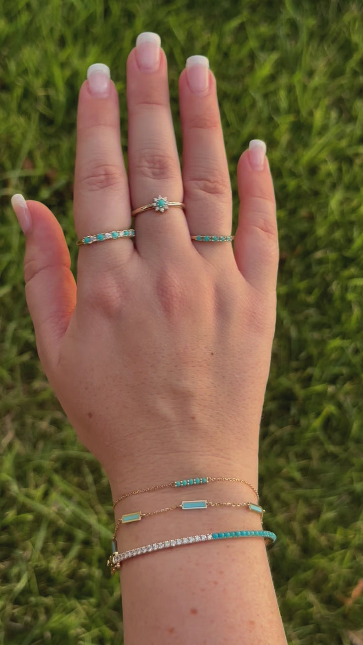 Doris Turquoise & Diamond Flower Ring