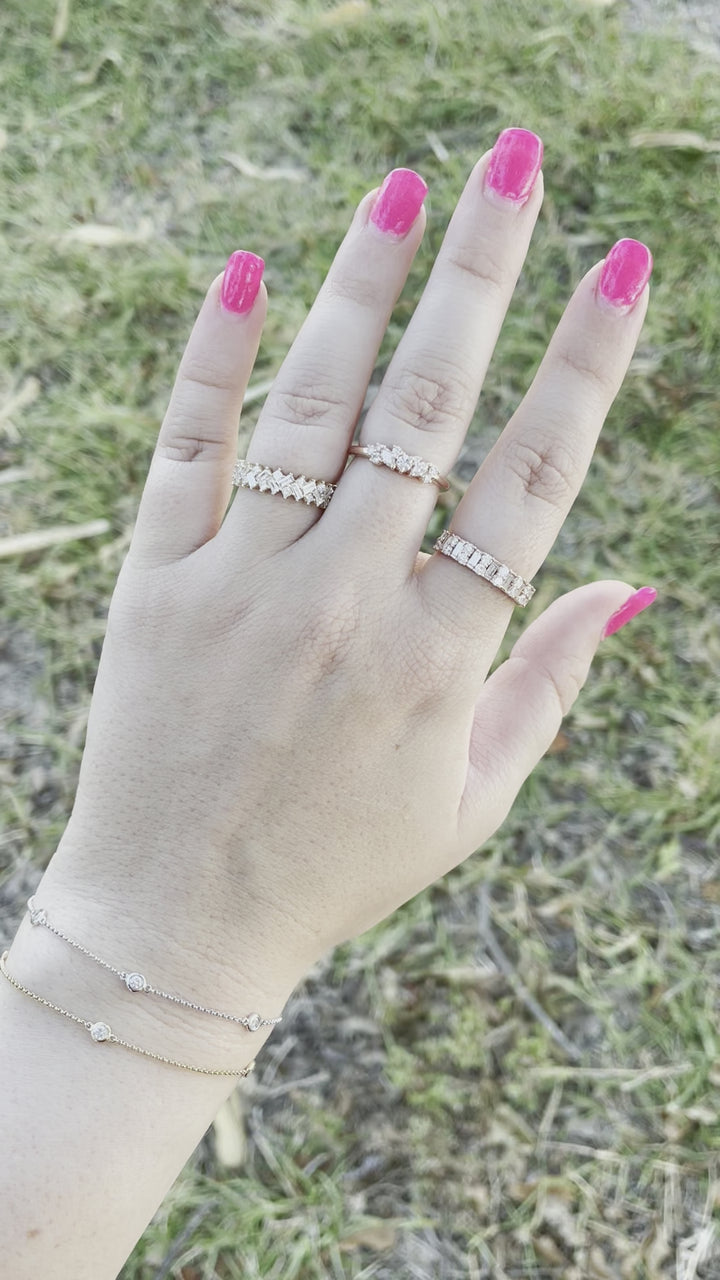 Baguette & Princess Diamond Herringbone Ring