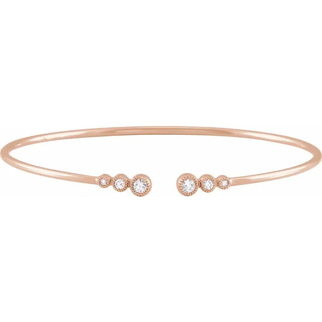 Graduated Diamond Cuff Bracelet - Rose Gold