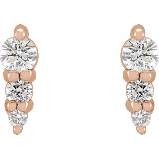 Graduated Diamond Earrings - Rose Gold  - front view