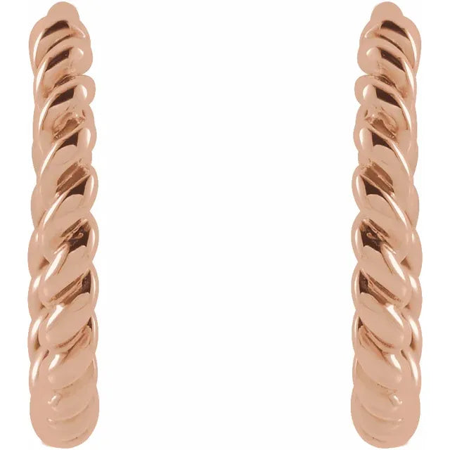 Rope Hoop Earrings - Rose Gold - side view