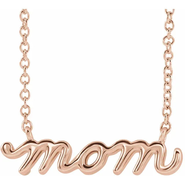 Mom Script Necklace - Rose Gold