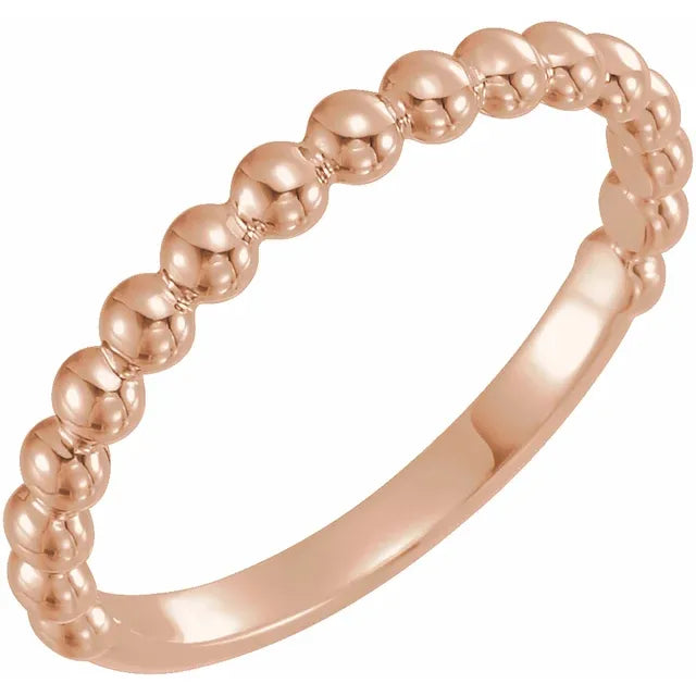 Skinny Beaded Ring - Rose Gold - angled view
