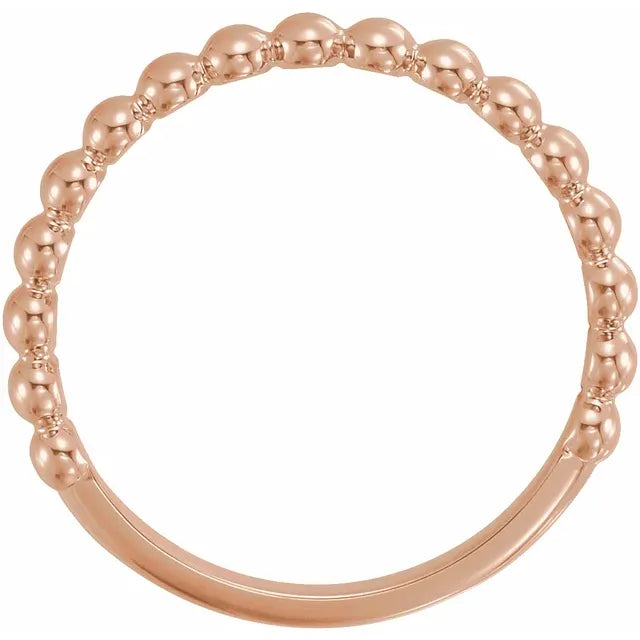Skinny Beaded Ring - Rose Gold - front view
