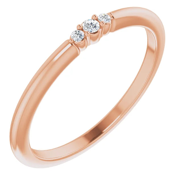 Three-Stone Diamond Ring - Rose Gold - angled view
