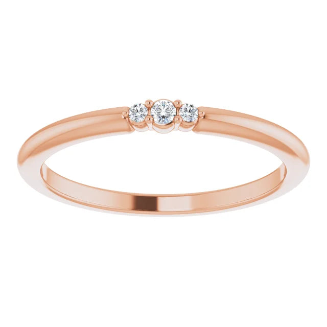 Three-Stone Diamond Ring - Rose Gold - top view